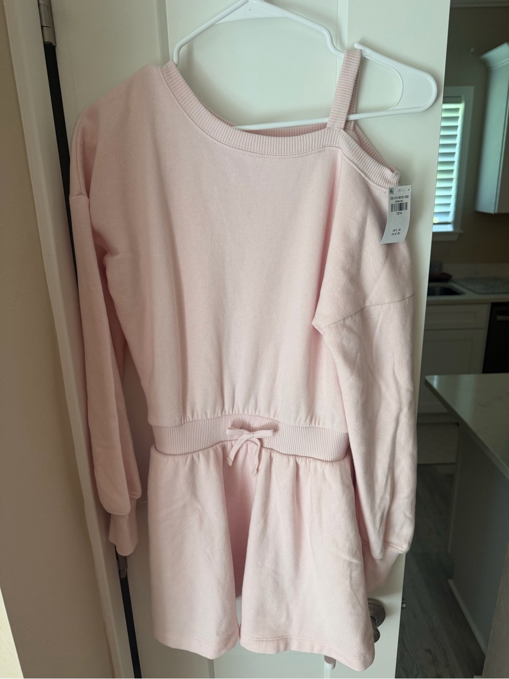 Abercrombie kids Light Pink Off-Shoulder Sweatshirt Romper